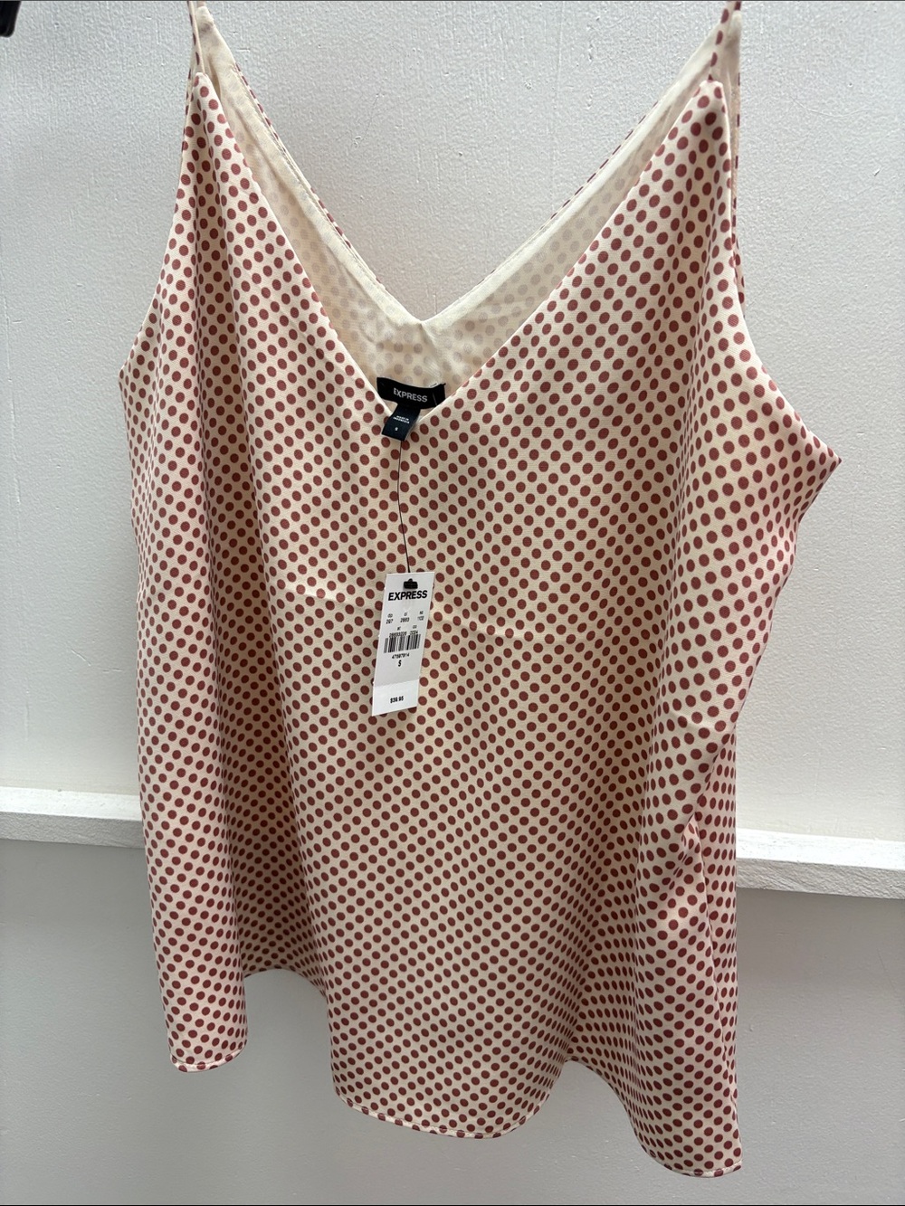 Express Cream Cami with Red Polka Dots- NWT